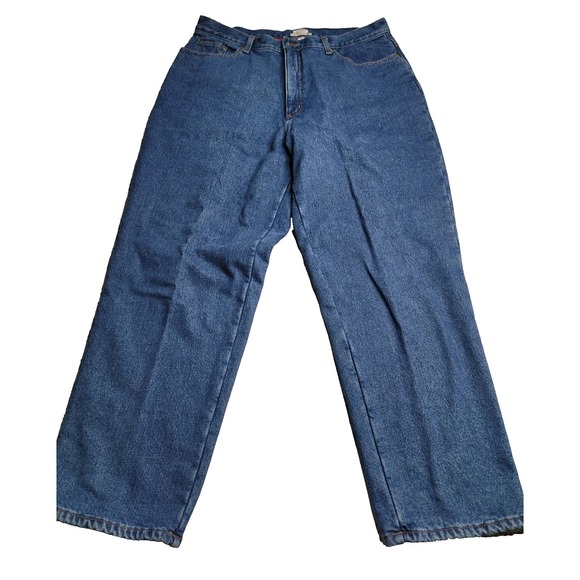 L.L. Bean Denim - Womens L.L. BEAN ORIGINAL FIT/RELAXED FLEECE LINED blue jeans 18 REG